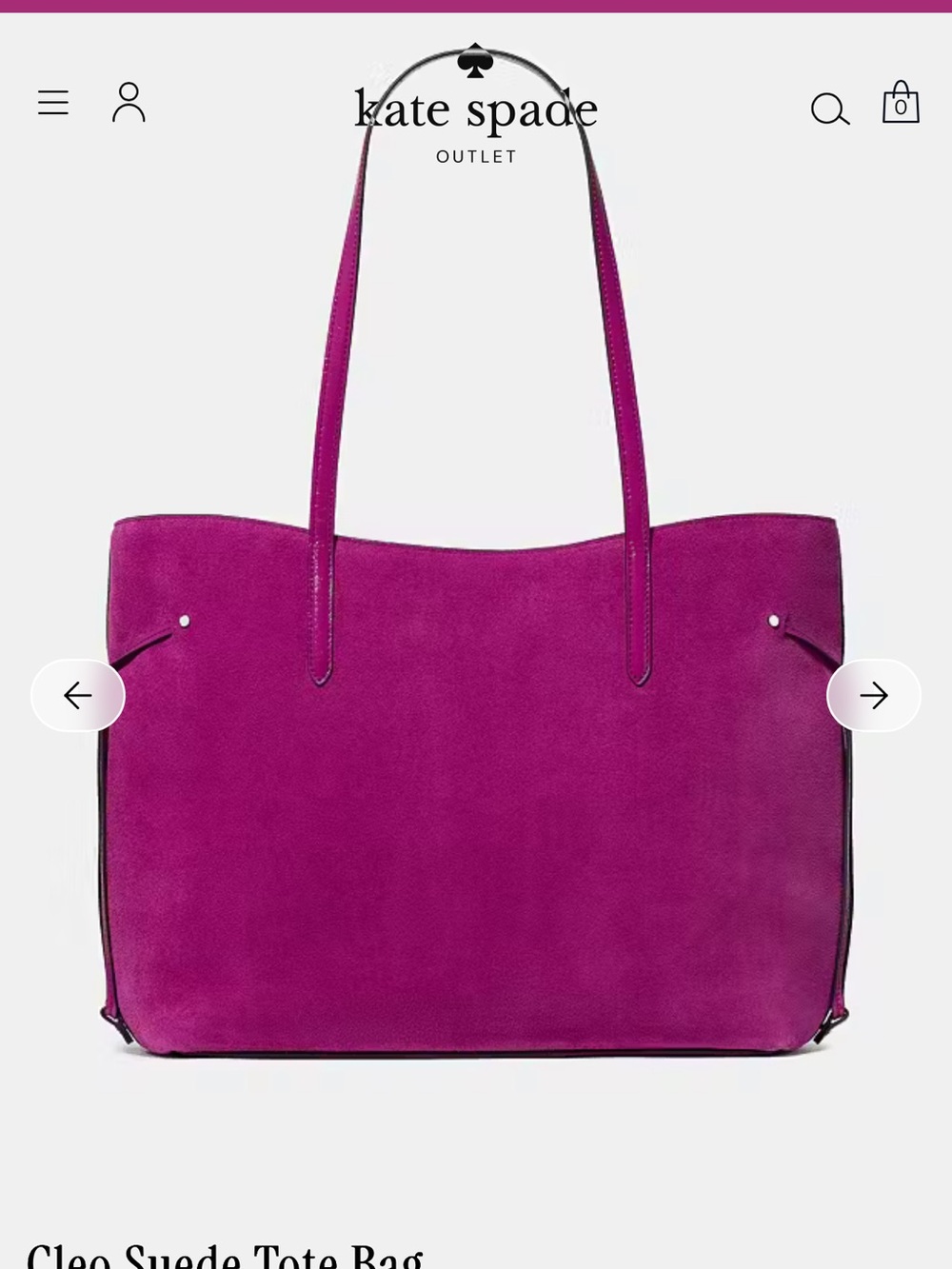NWT Kate Spade Magenta Cleo Suede Tote - Picture 2 of 8